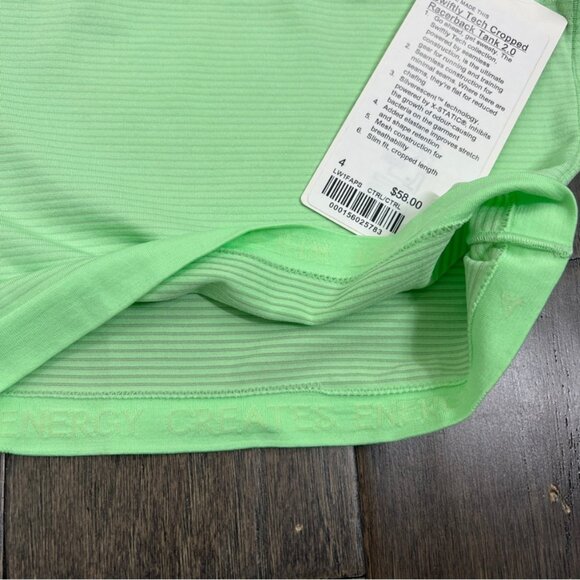 Lululemon NWT Swiftly Tech Cropped Racerback Tank Top 2.0 Citra Lime - Picture 7 of 8